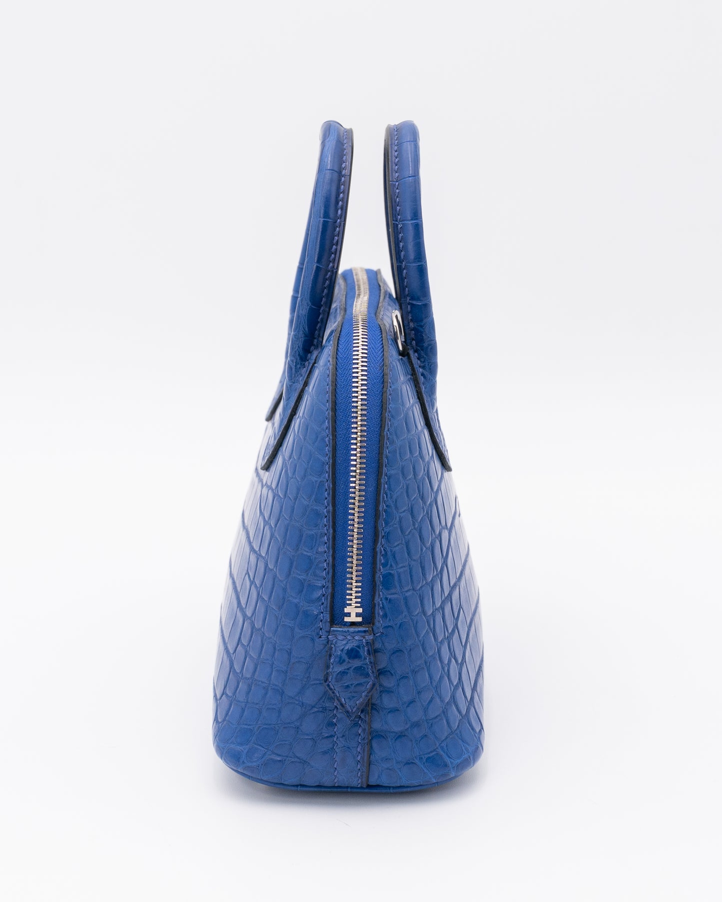 Hermes Matte Bleu Saphir Alligator Mini Bolide With White Gold Hardware