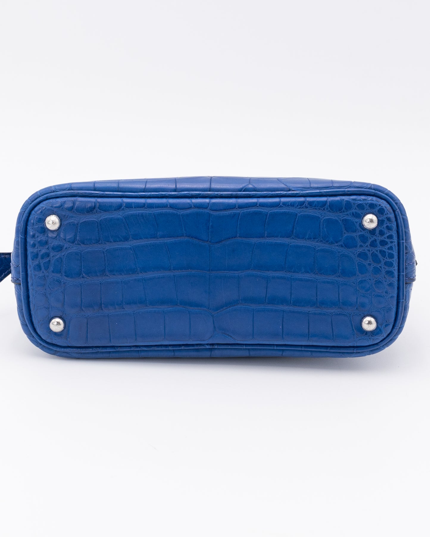Hermes Matte Bleu Saphir Alligator Mini Bolide With White Gold Hardware