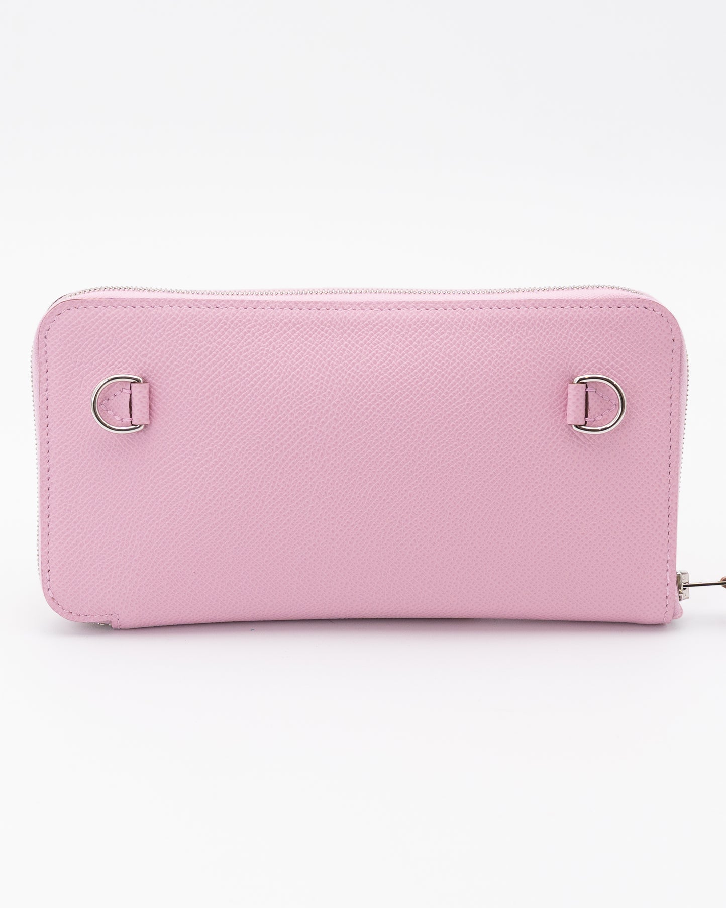 Hermes Epsom Swift Mauve Sylvestre and Lime Duo Wallet with Palladium Hardware