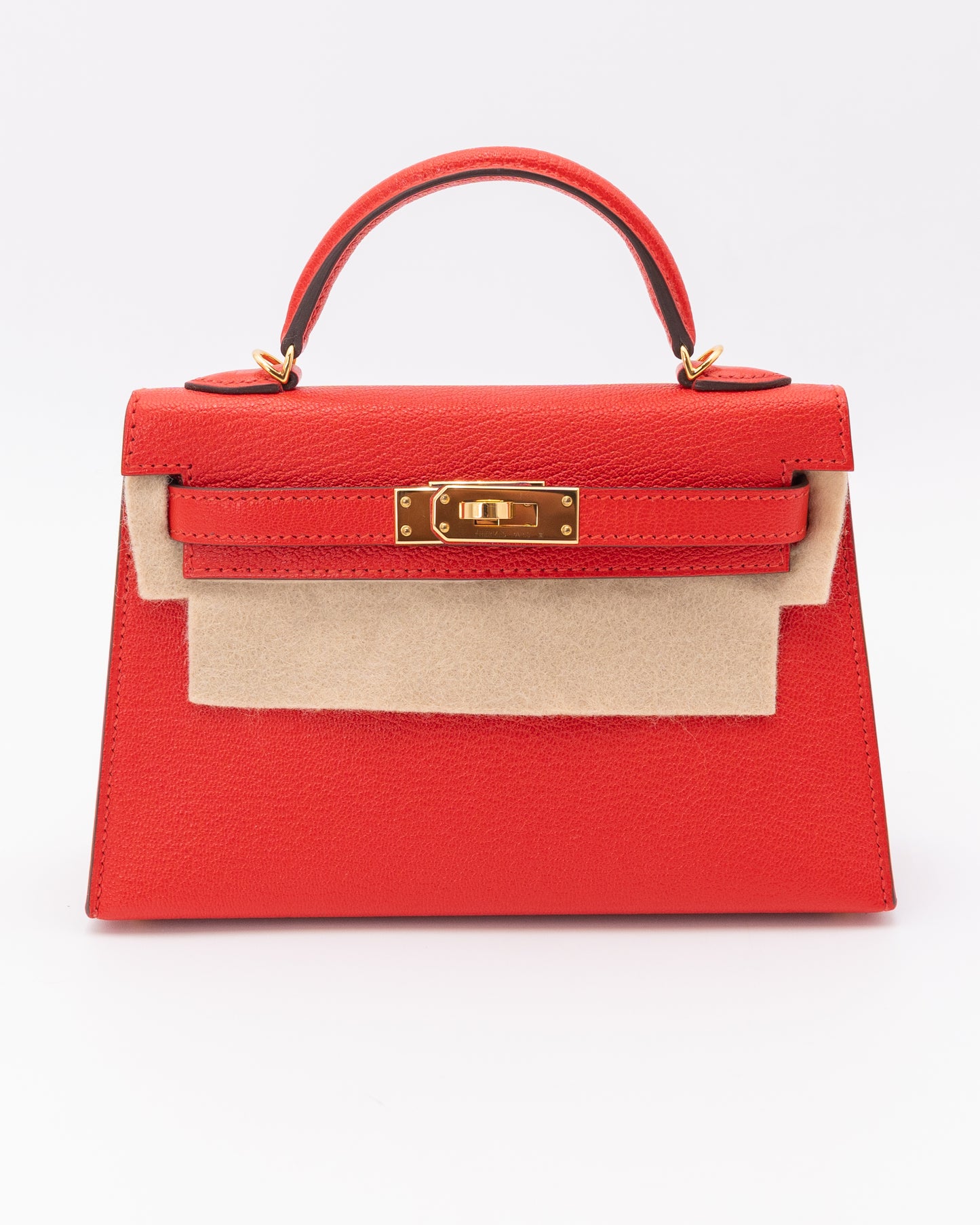 Hermes Mini Kelly 20 Red With Gold Hardware