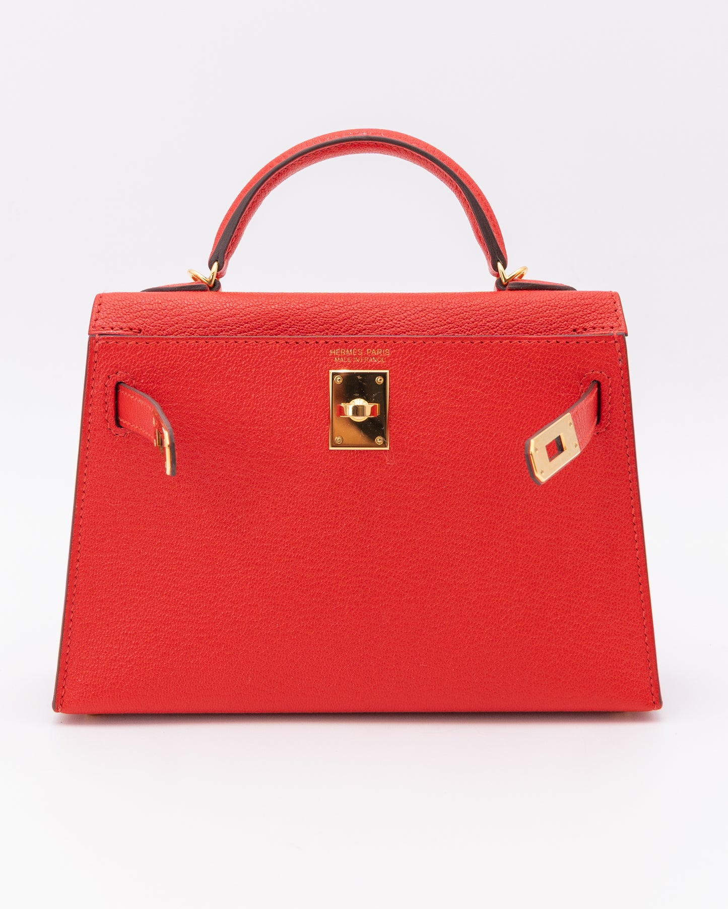 Hermes Mini Kelly 20 Red With Gold Hardware