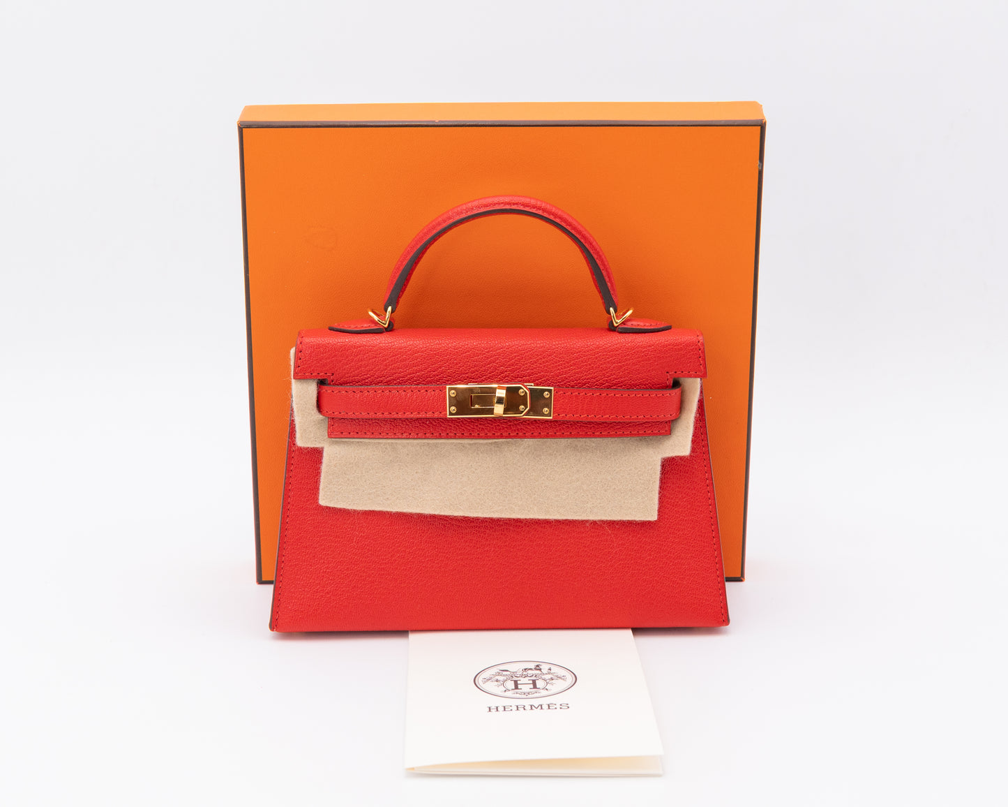 Hermes Mini Kelly 20 Red With Gold Hardware