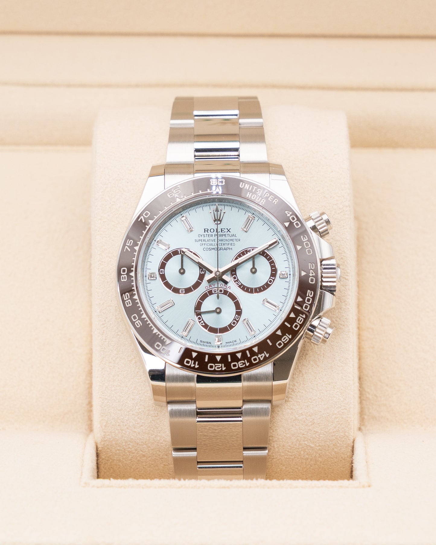 NEW UNWORN 2025 Rolex Daytona 40mm 126506 Platinum Ice Blue Baguette Diamond Dial Open Caseback 2025