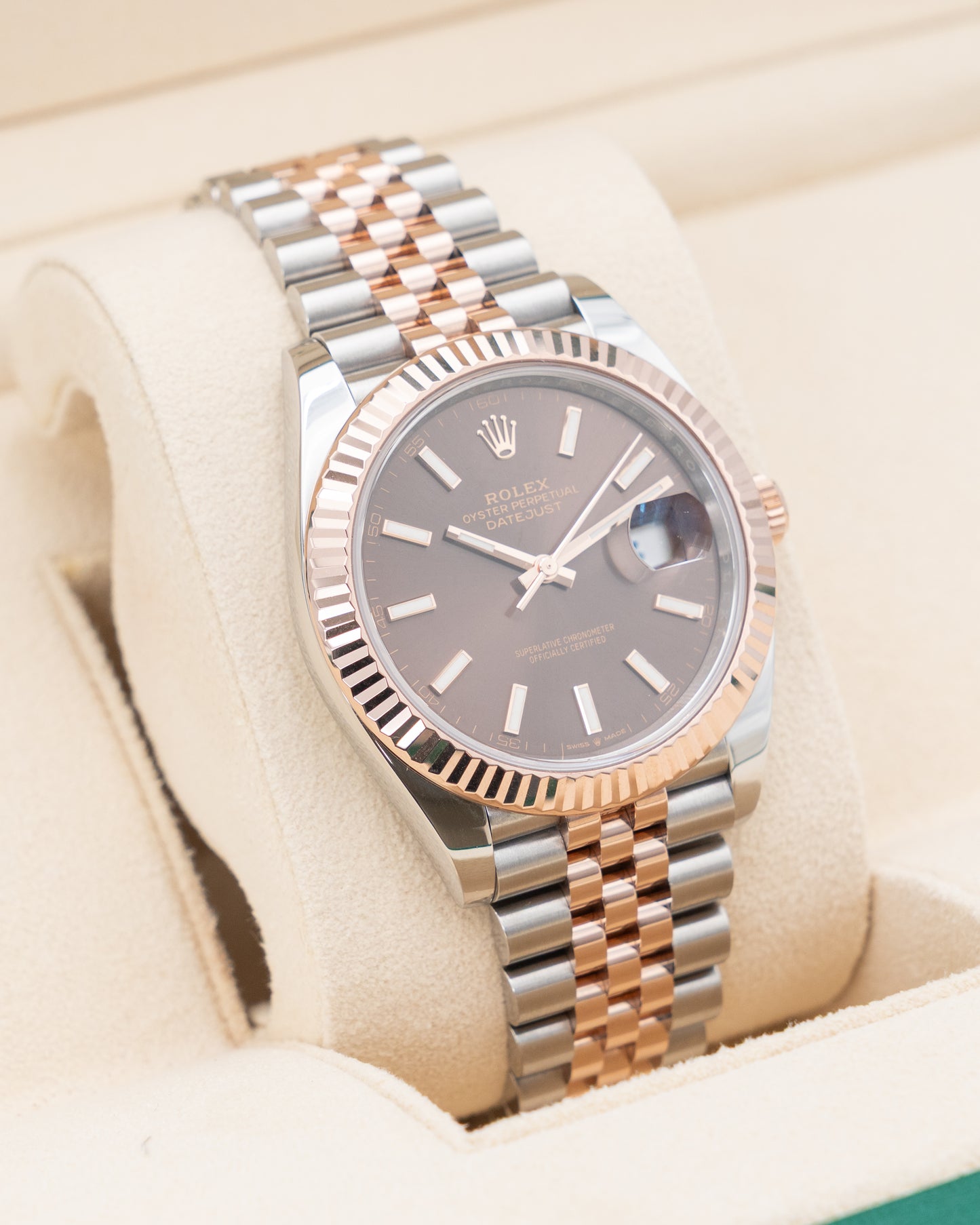 Rolex Datejust 41mm 126331 Two Tone Rose Gold Chocolate Dial Fluted Jubilee 2024
