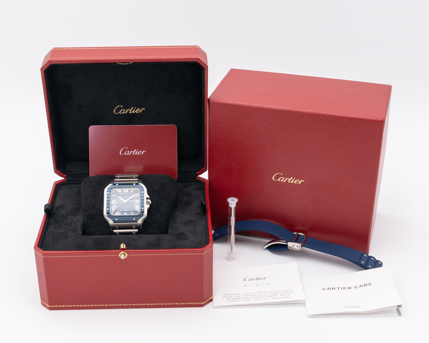 Cartier Santos Large 39.8mm WSSA0048 Blue Ceramic Bezel on Blue Dial 2022