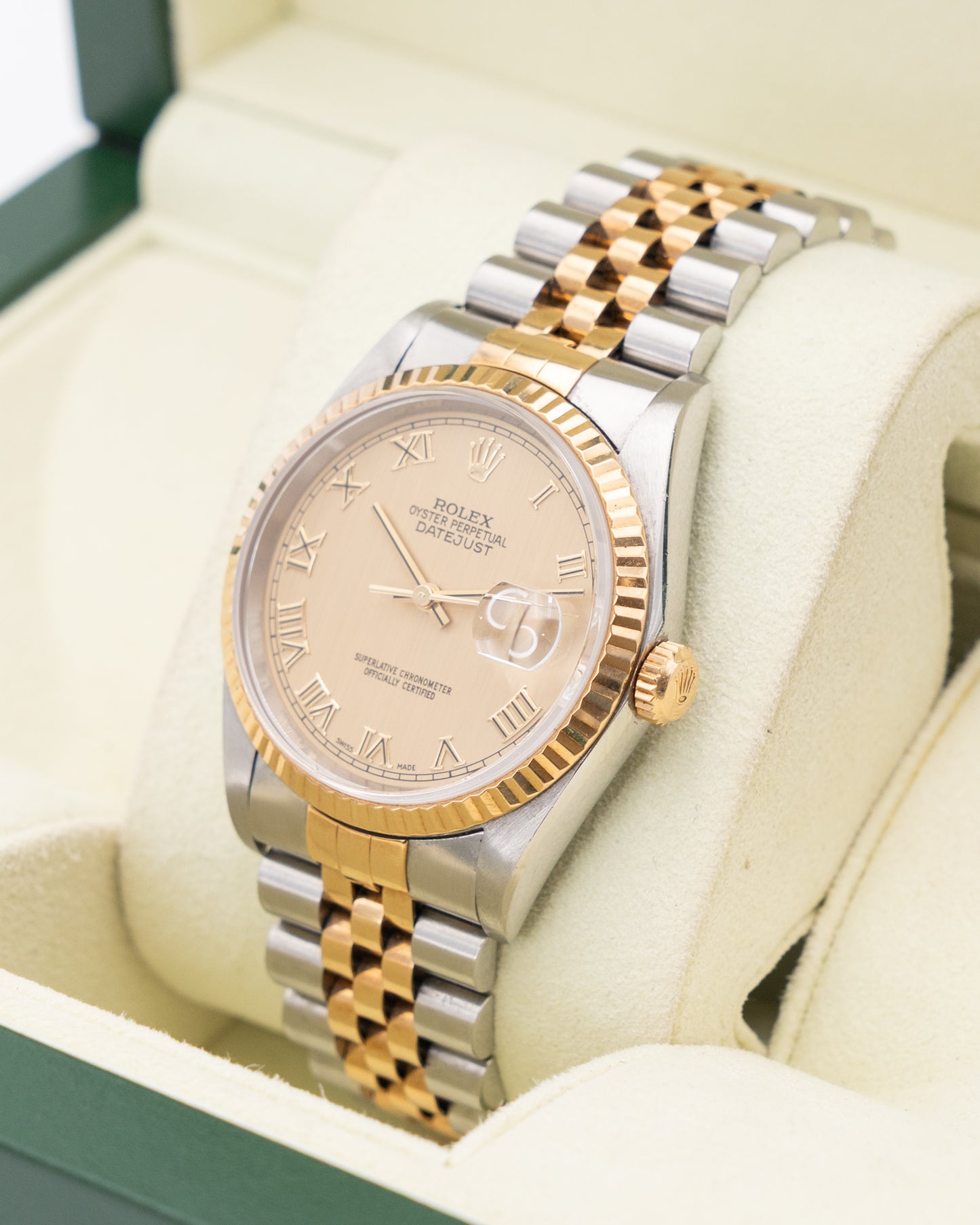 Rolex Datejust 36mm 16233 Champagne Roman Dial On Jubilee T-Serial
