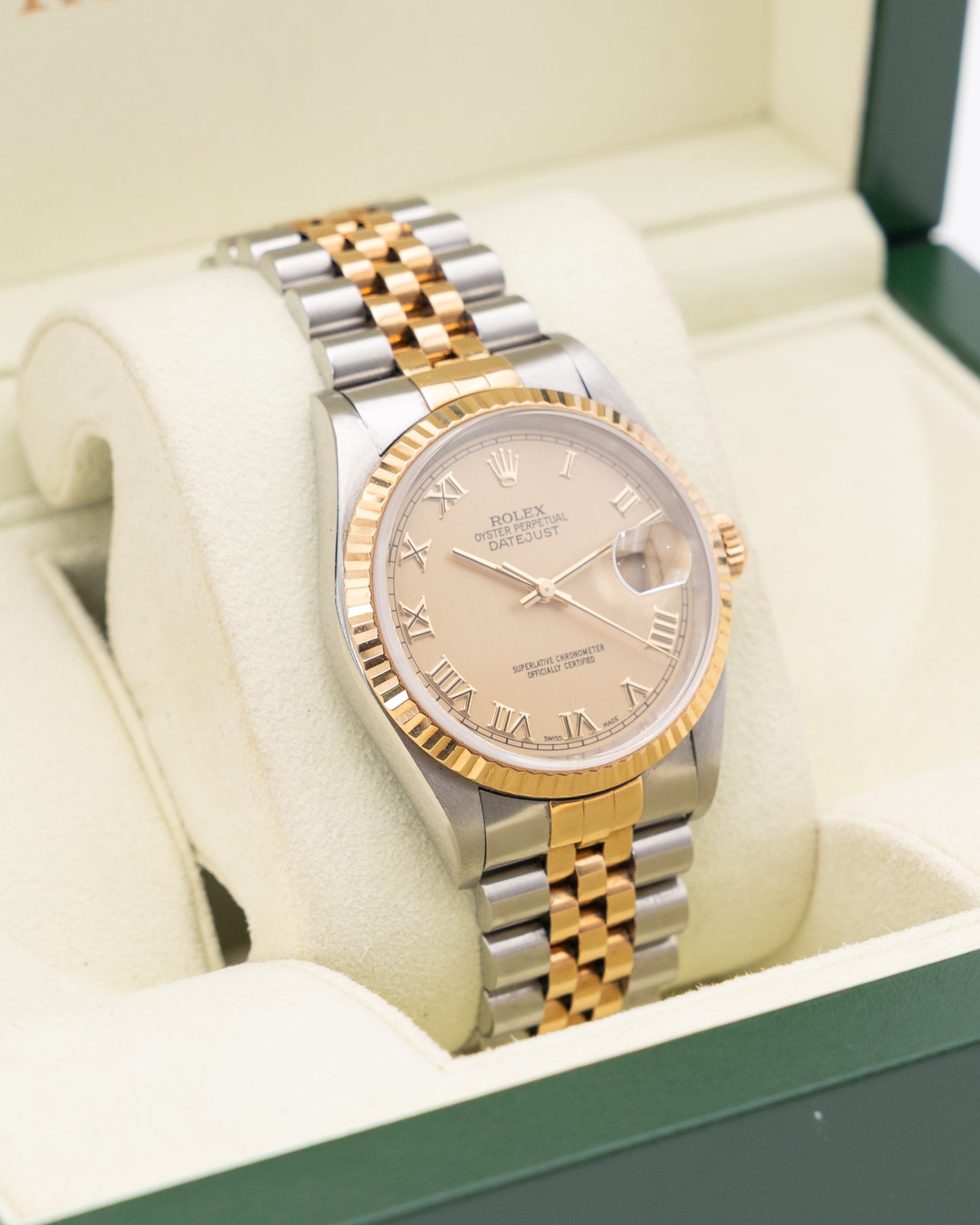 Rolex Datejust 36mm 16233 Champagne Roman Dial On Jubilee T-Serial