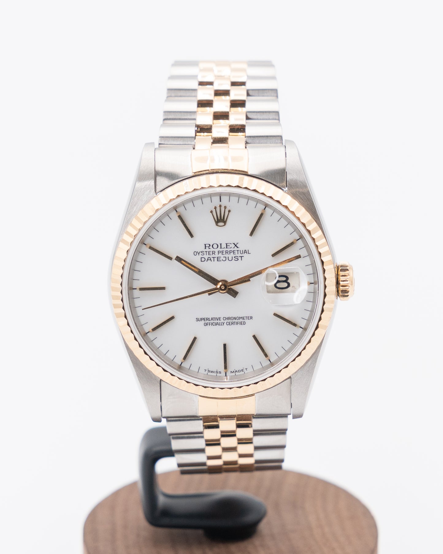 Rolex Datejust 36mm 16233 White Dial Index Markers Two Tone Yellow W-Serial
