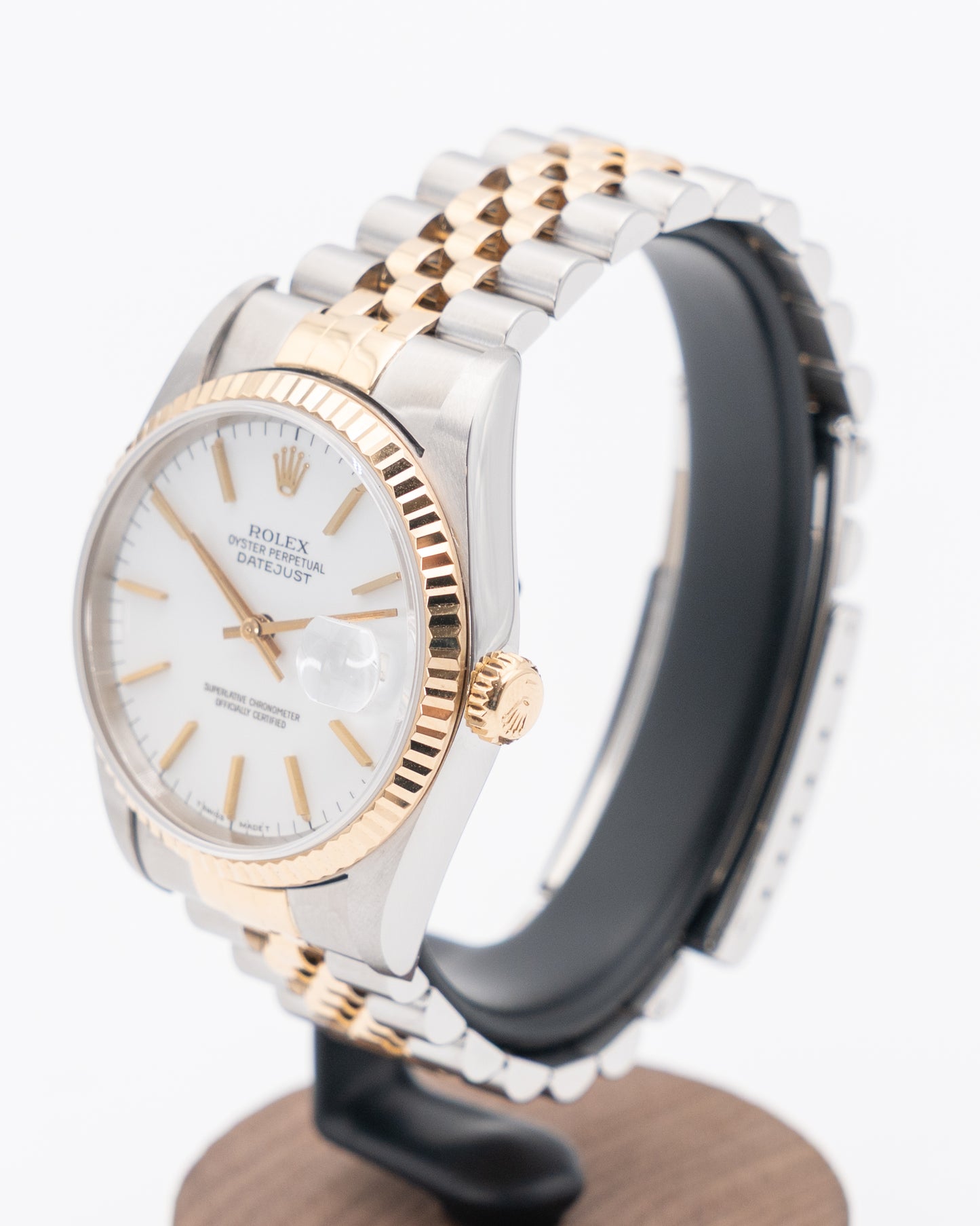 Rolex Datejust 36mm 16233 White Dial Index Markers Two Tone Yellow W-Serial