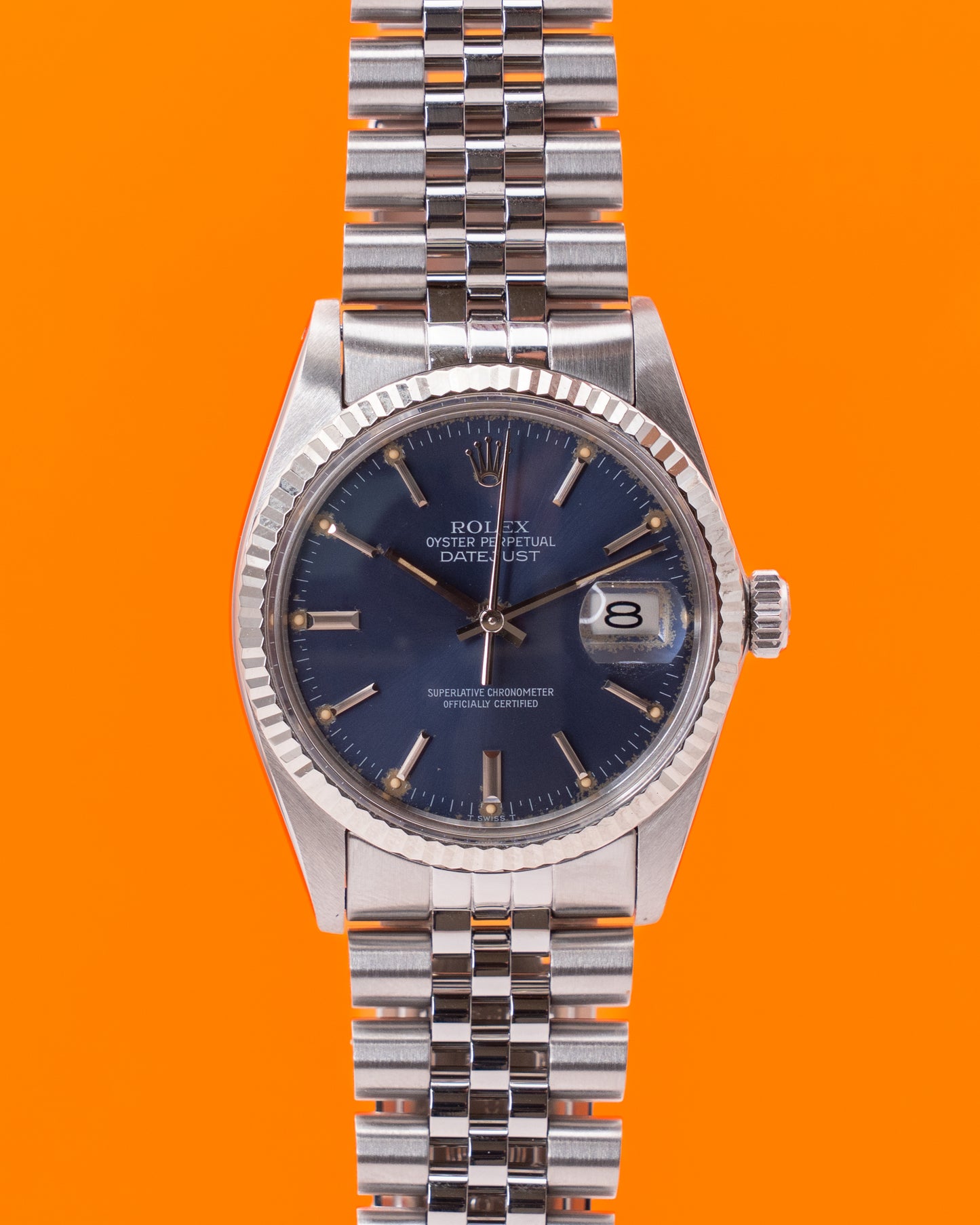Rolex Datejust 36mm 16014 Blue Dial on Jubilee and Acrylic Crystal 7M-Serial