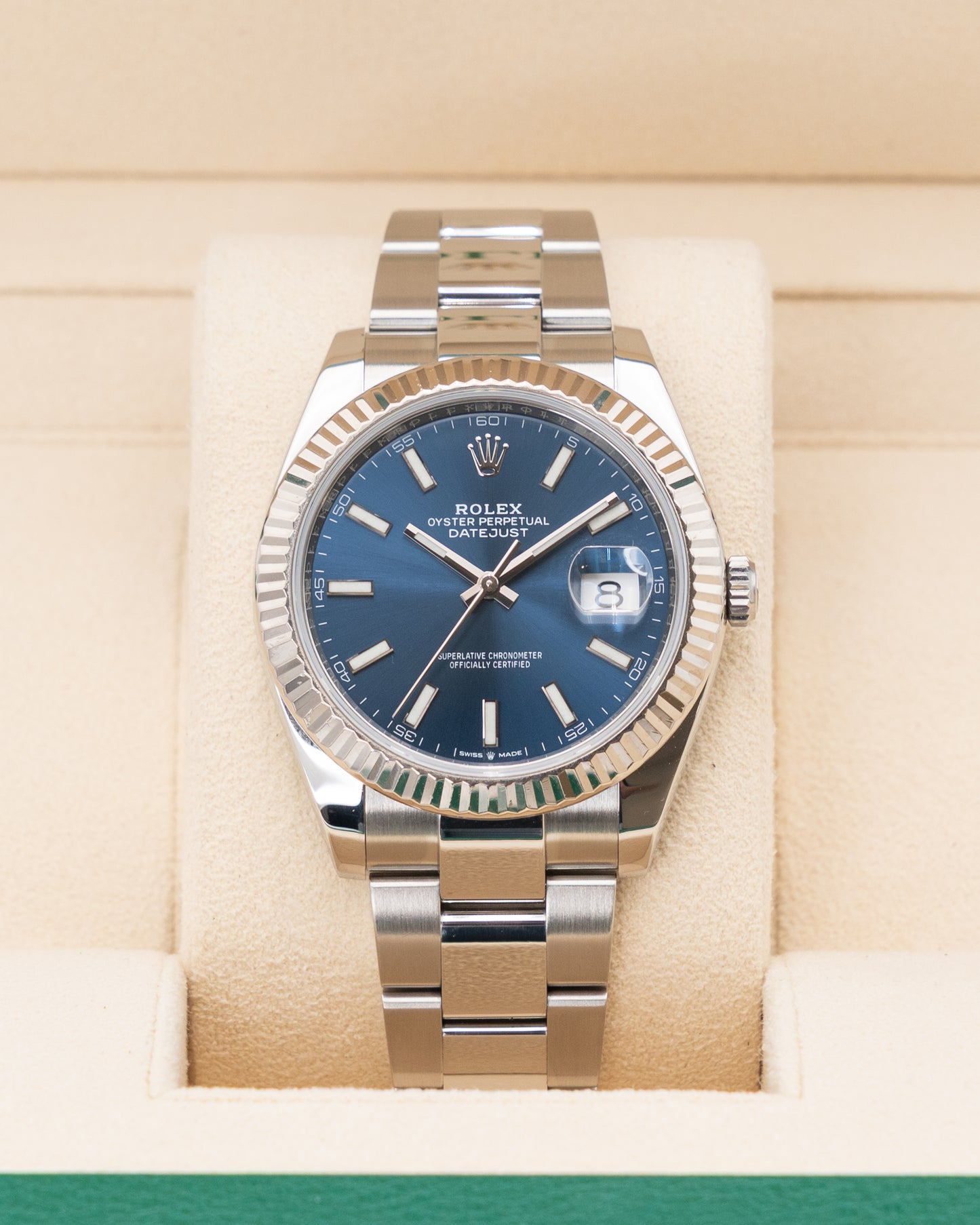 Rolex Datejust 41mm 126334 Blue Index Dial Fluted Jubilee 2020
