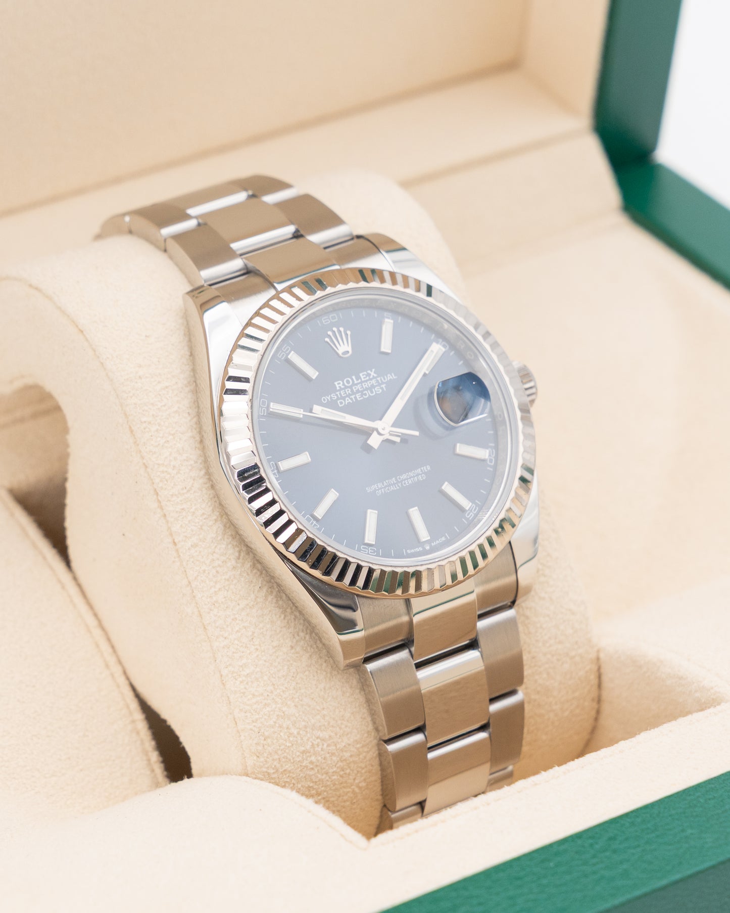 Rolex Datejust 41mm 126334 Blue Index Dial Fluted Jubilee 2020