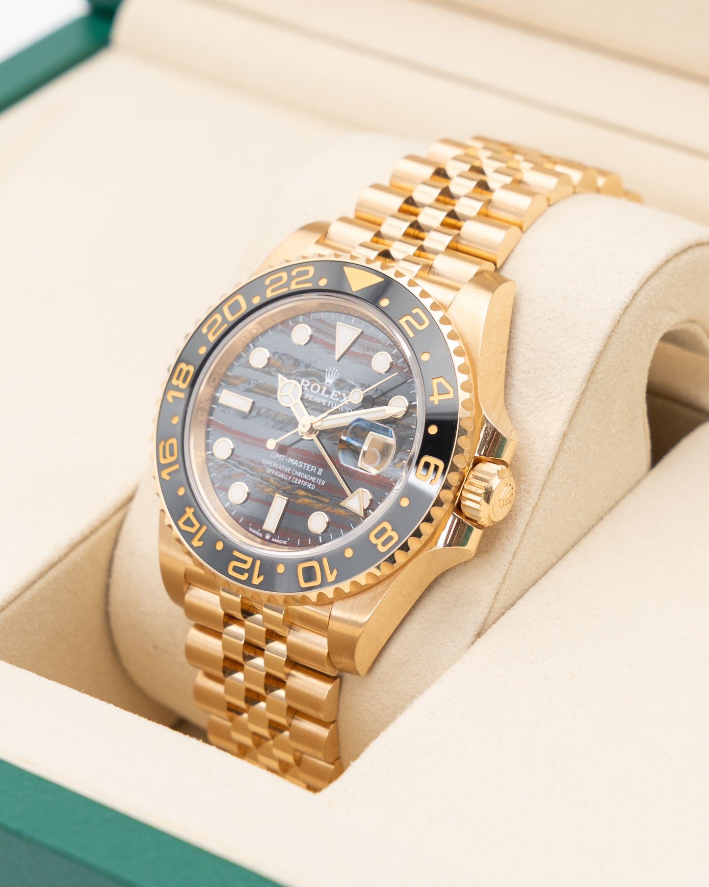 NEW RELEASE Rolex GMT Master II 40mm 126718GRNR Yellow Gold Tiger Iron 2025