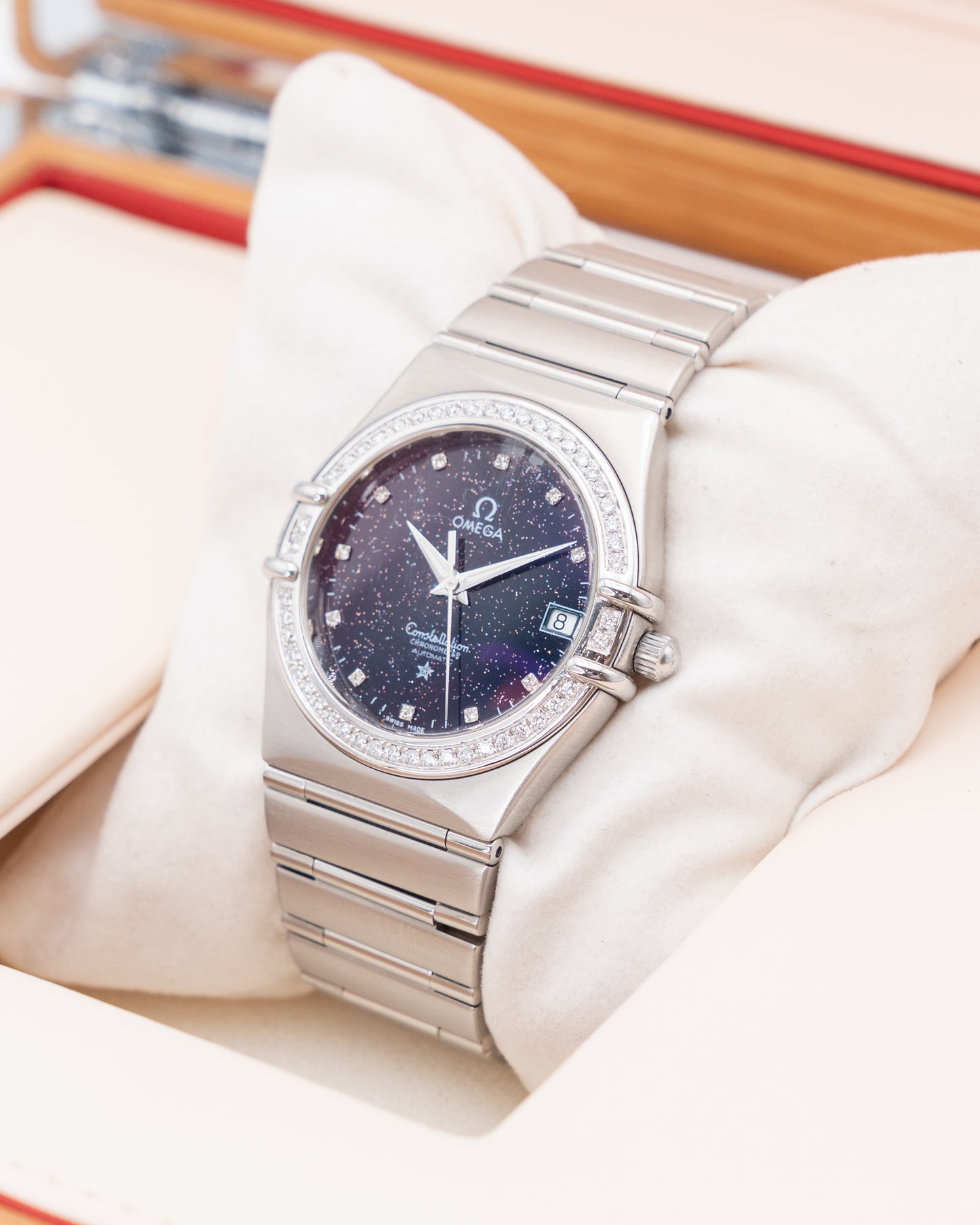 Omega Constellation 36mm 131.15.36.20.53.001 Stainless Steel Diamond Bezel Aftermarket Aventurine Dial