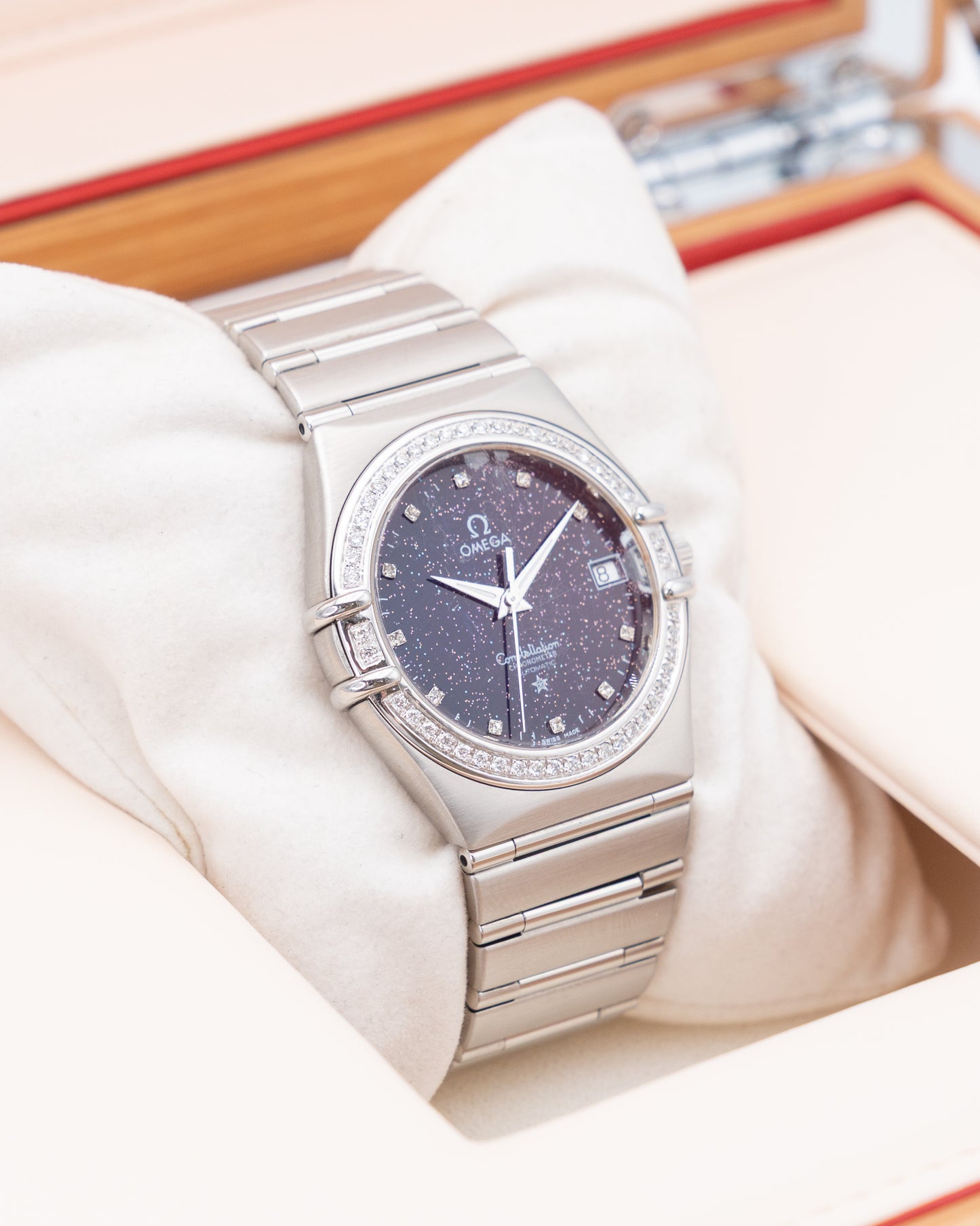 Omega Constellation 36mm 131.15.36.20.53.001 Stainless Steel Diamond Bezel Aftermarket Aventurine Dial