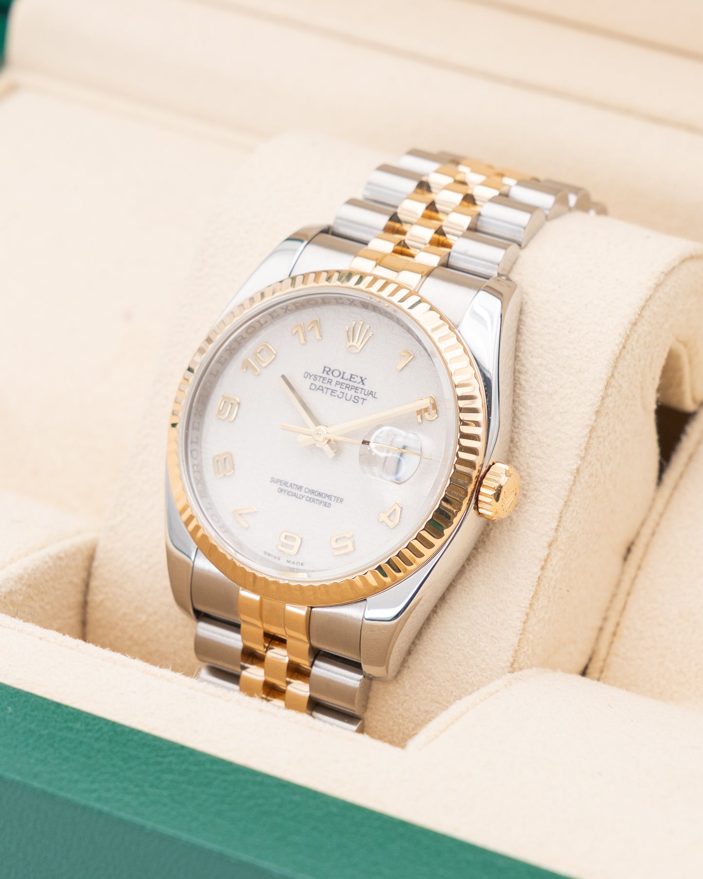 Rolex Datejust 36mm 116233 Two Tone Yellow Gold Arabic Dial