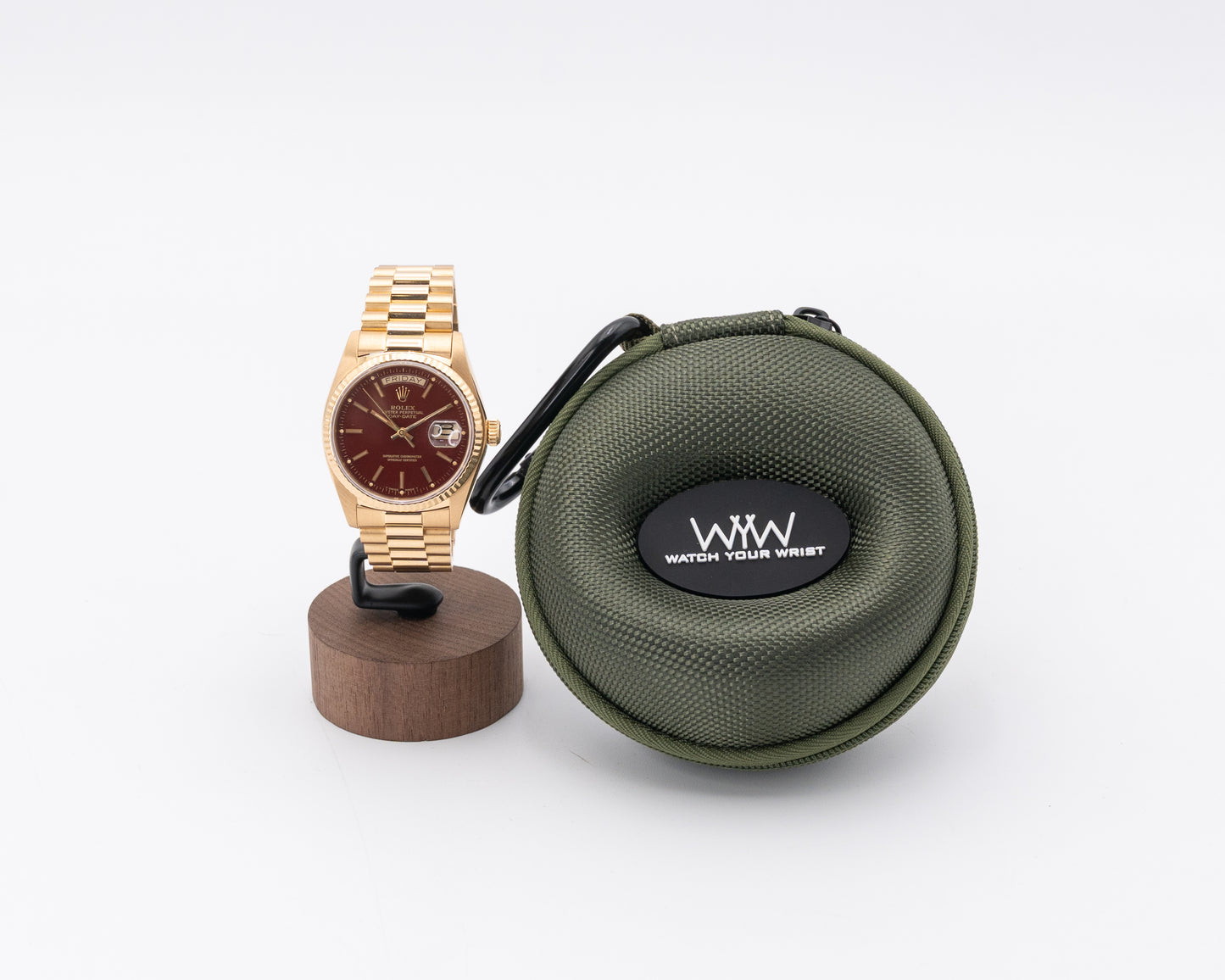 Rolex Day Date 36mm 18038 Stella Dial Oxblood Red Yellow Gold