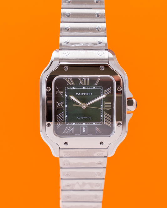 UNWORN FULL STICKERS 2025 Cartier Santos De Cartier 39.8mm WSSA0062 Green Dial Large 2025