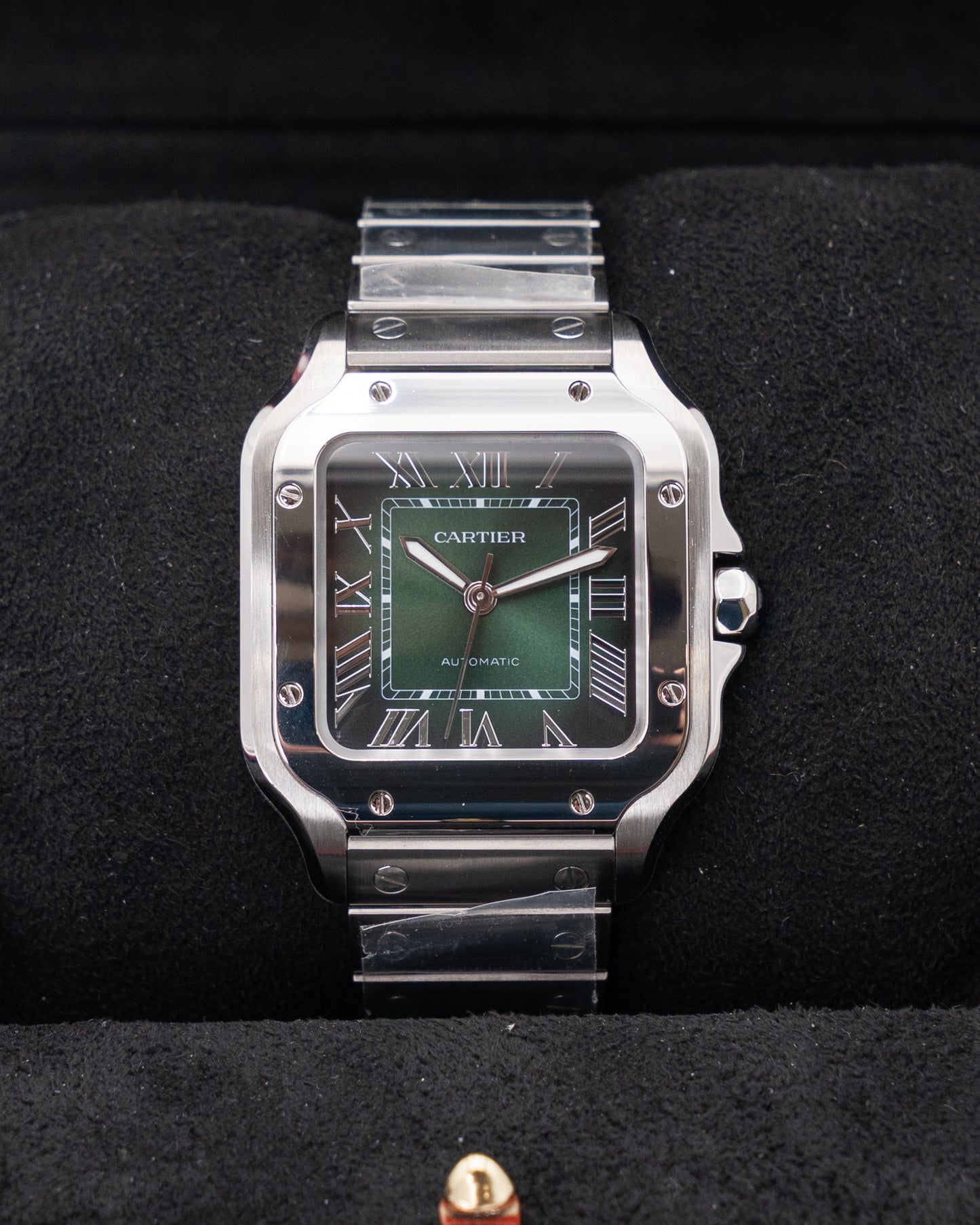 UNWORN WITH STICKERS Cartier Santos De Cartier 35mm WSSA0061 Medium Green Dial 2025