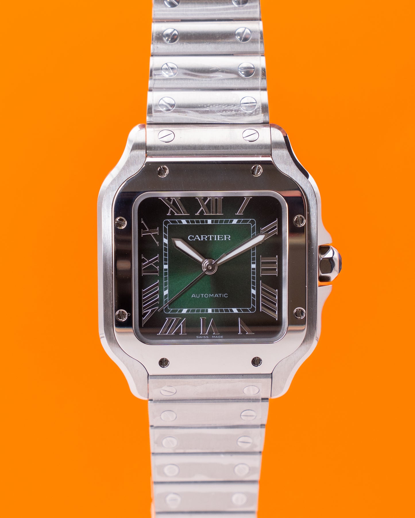 UNWORN WITH STICKERS Cartier Santos De Cartier 35mm WSSA0061 Medium Green Dial 2025