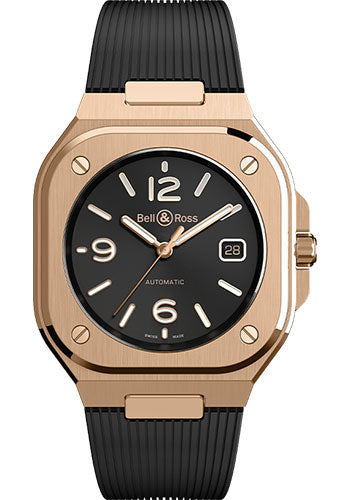 Bell & Ross BR 05 Gold Watch - Black Rubber Strap