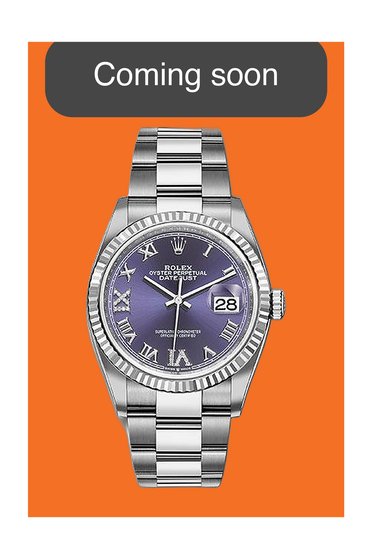 Rolex Datejust 36mm 126234 Purple Diamond Roman Numerals Fluted Oyster 2026 (126234-0022)