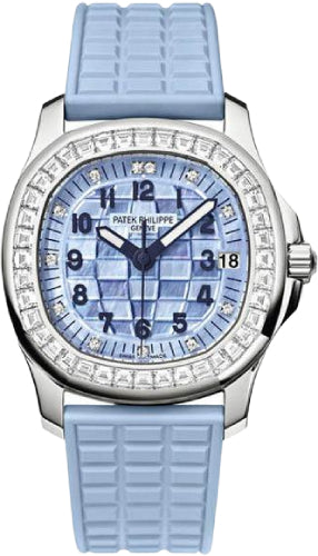 Patek Philippe Aquanaut Ladies White Gold Diamonds Set Blue Mother