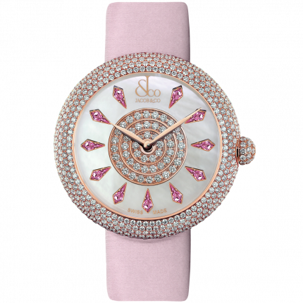 Jacob & Co. Brilliant Half Pave Rose Gold Pink Sapphires 44 mm BQ030.40.RH.KC.A