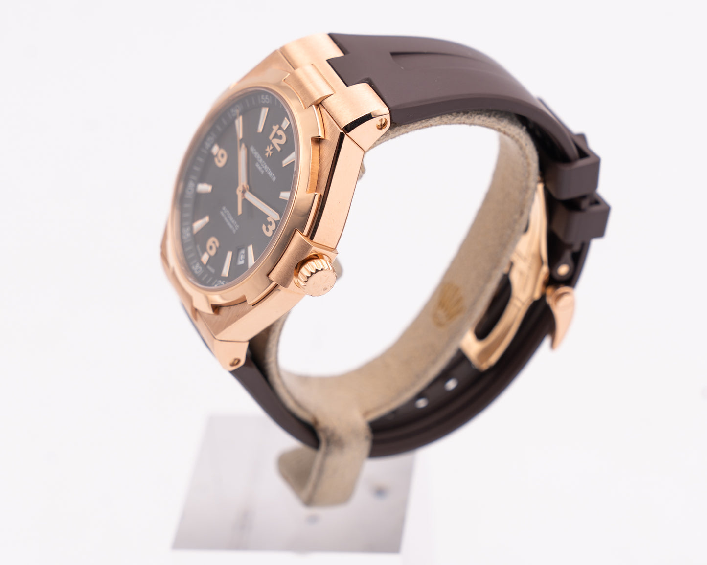 Vacheron Constantin Overseas Date Self-Winding 42mm 47040 Rose Gold Grey Dial Brown Rubber Strap 2015