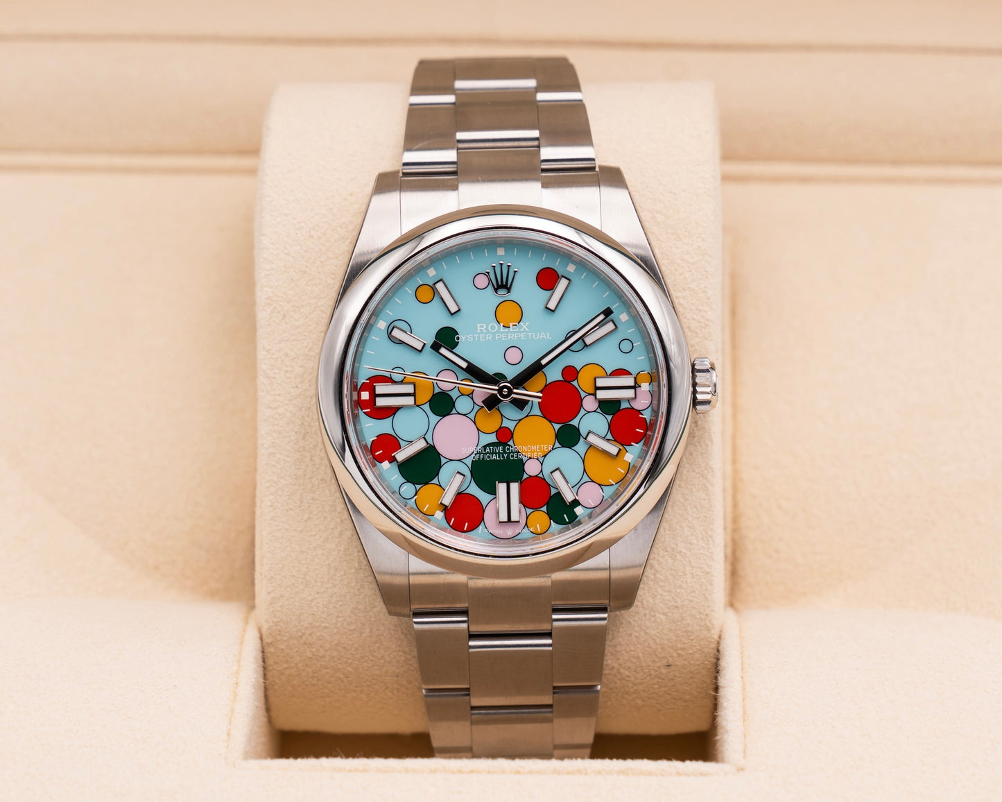 Unworn Stickers Rolex Oyster Perpetual 41mm 124300 Turquoise Blue Celebration Dial 2024