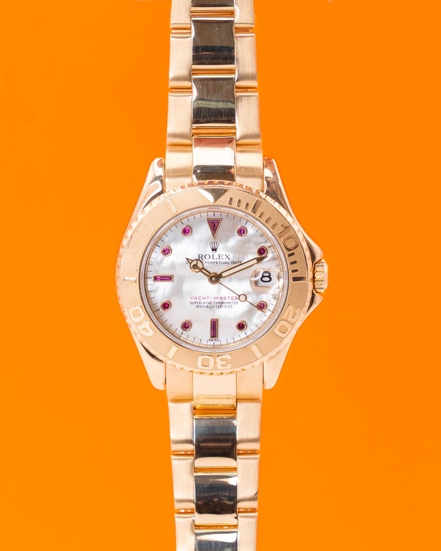 Rolex Yacht Master 35mm 68628 Yellow Gold Mother Of Pearl Ruby Dial 2026 RSC Service