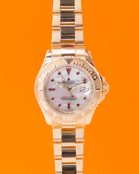 Rolex Yacht Master 40mm 16628 Yellow Gold Mother of Pearl Ruby Dial 2026 RSC Service