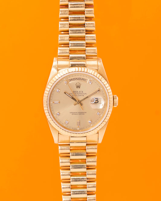 Rolex DayDate 36mm 18238 Yellow Gold Champagne Diamond Dial