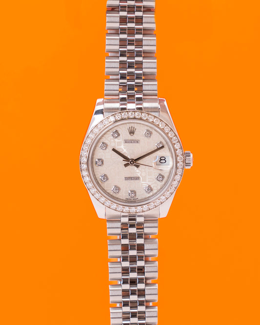 Rolex Datejust 31mm 178384 White Motif Diamond Dial Diamond Bezel