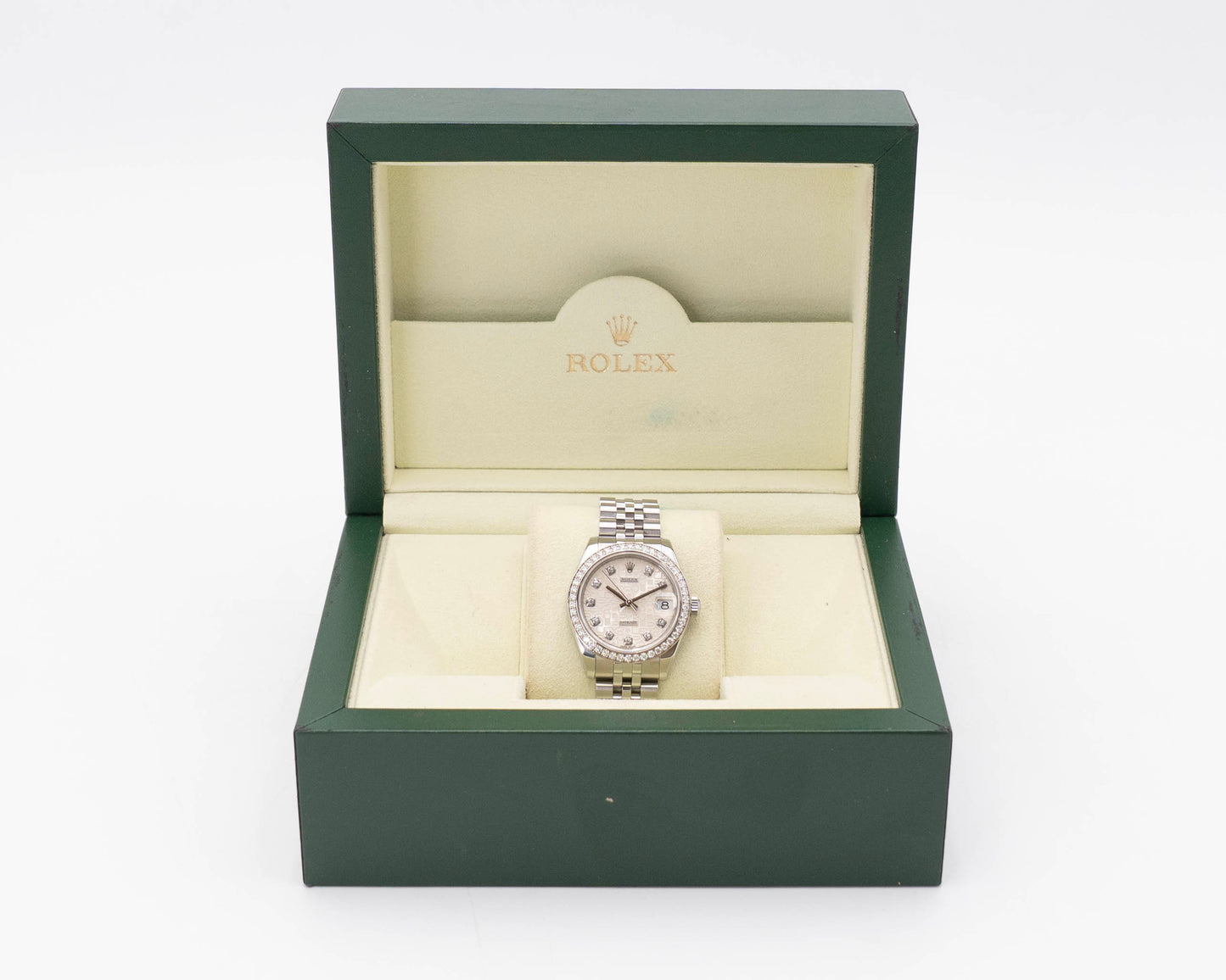 Rolex Datejust 31mm 178384 White Motif Diamond Dial Diamond Bezel