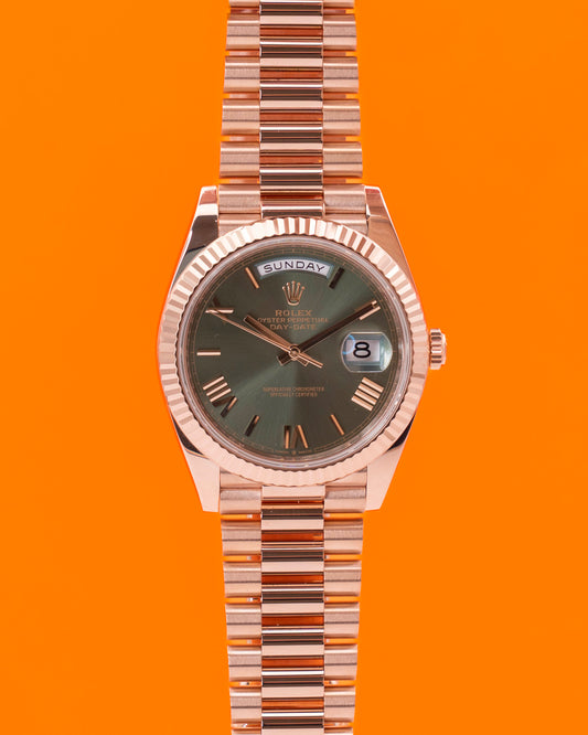 Rolex DayDate 40mm 228235 Rose Gold Olive Dial 2023