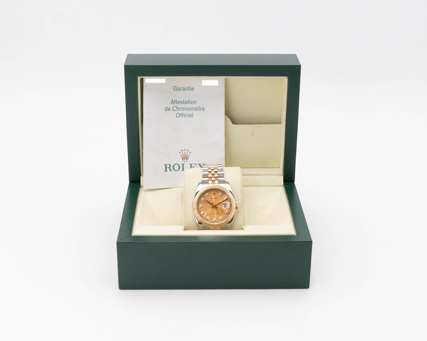 Rolex Datejust 36mm 116233 Champagne Rolex Motif Diamond Dial 2007