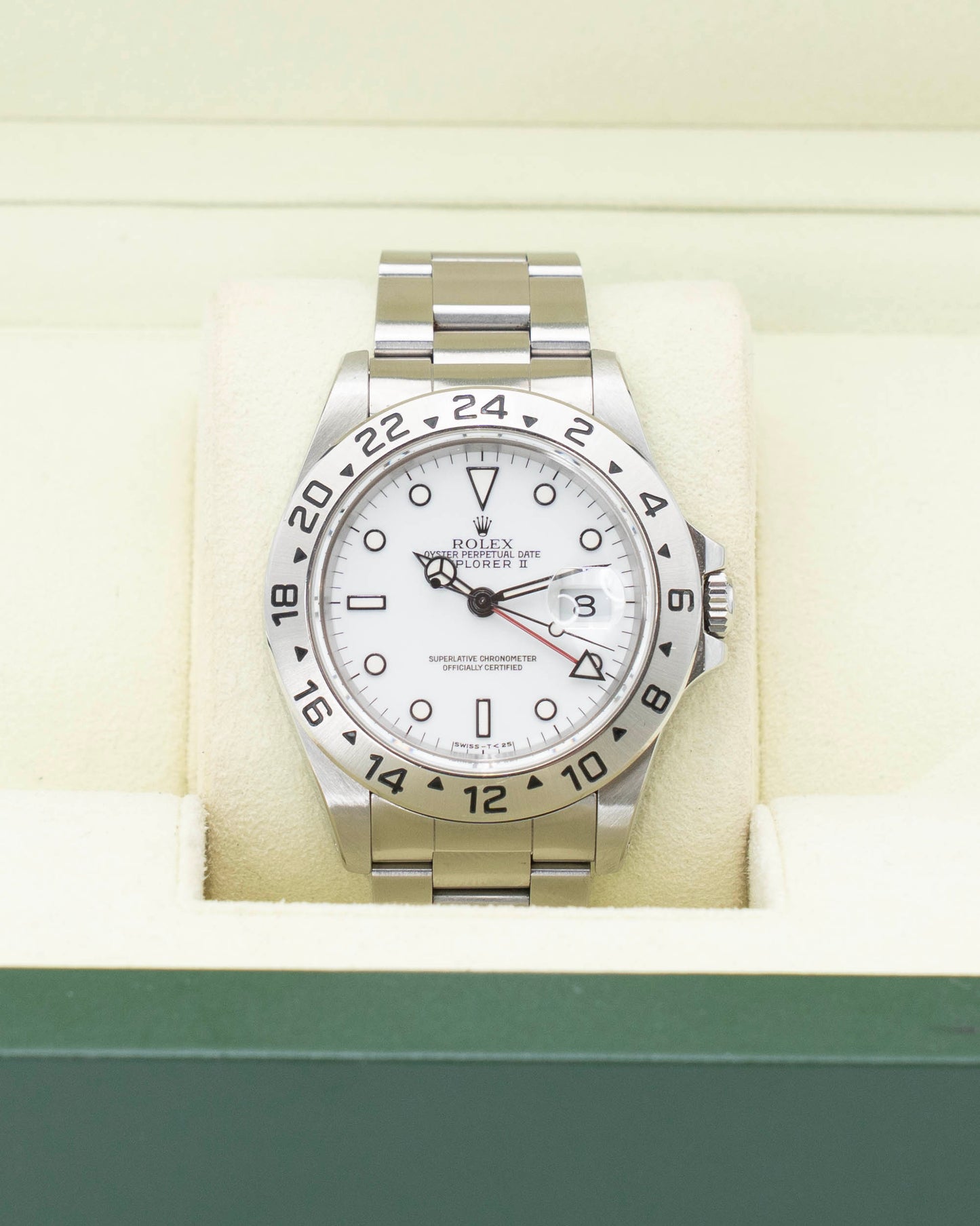 Rolex Explorer II 40mm 16570 White Dial Stainless Steel SERVICE CARD