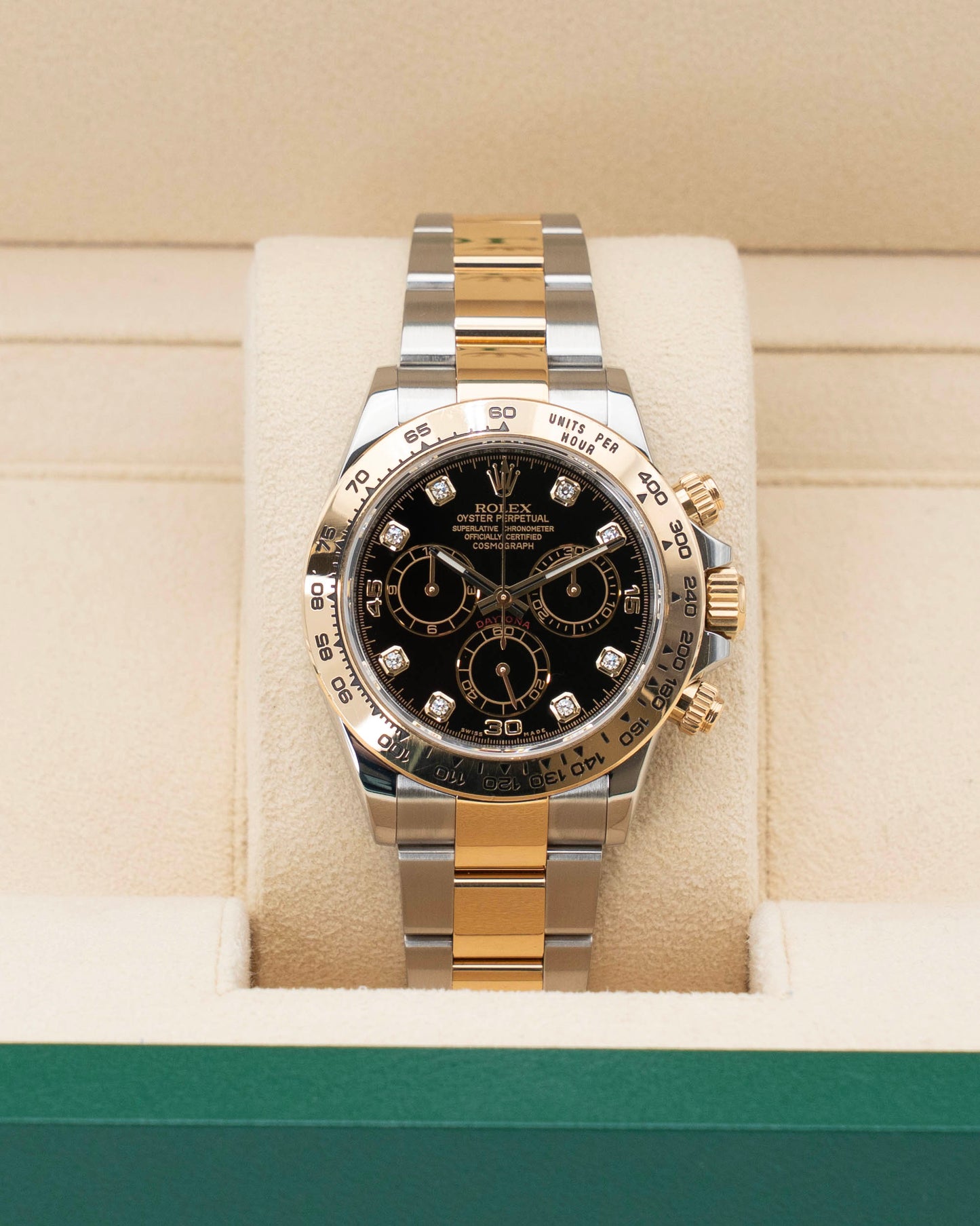 Rolex Daytona 40mm 116503 Two Tone Yellow Gold Black Diamond Dial 2021