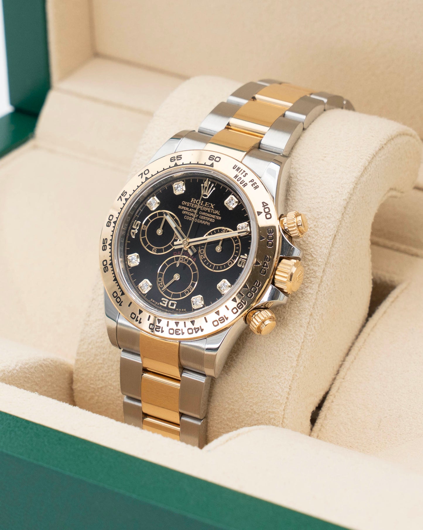 Rolex Daytona 40mm 116503 Two Tone Yellow Gold Black Diamond Dial 2021