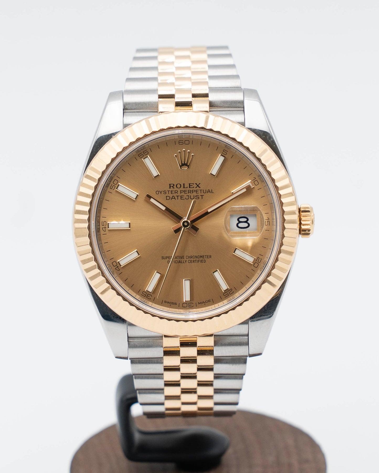Rolex Datejust 41mm 126333 Two Tone Yellow Gold Champagne Stick Dial Fluted Jubilee 2017