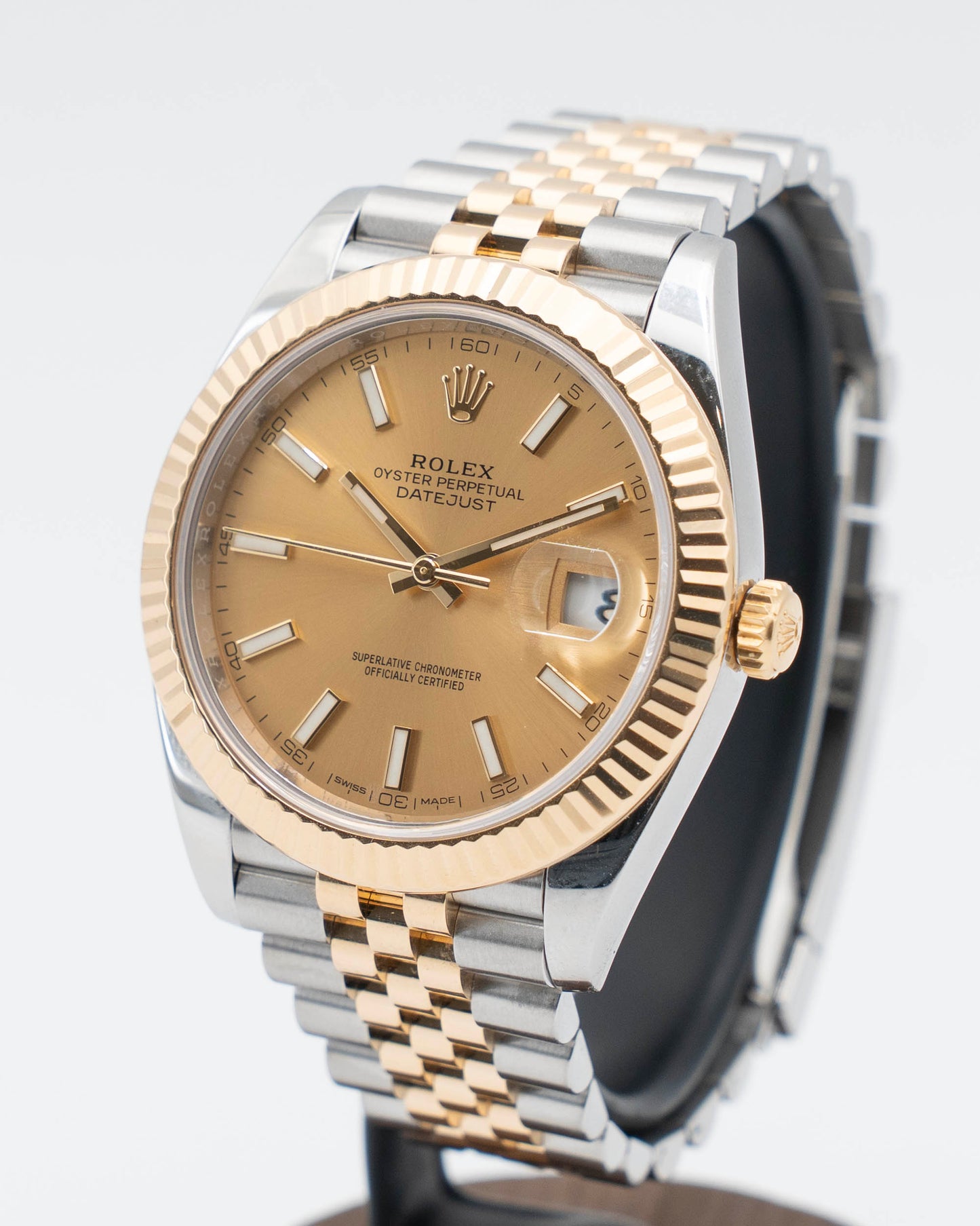 Rolex Datejust 41mm 126333 Two Tone Yellow Gold Champagne Stick Dial Fluted Jubilee 2017