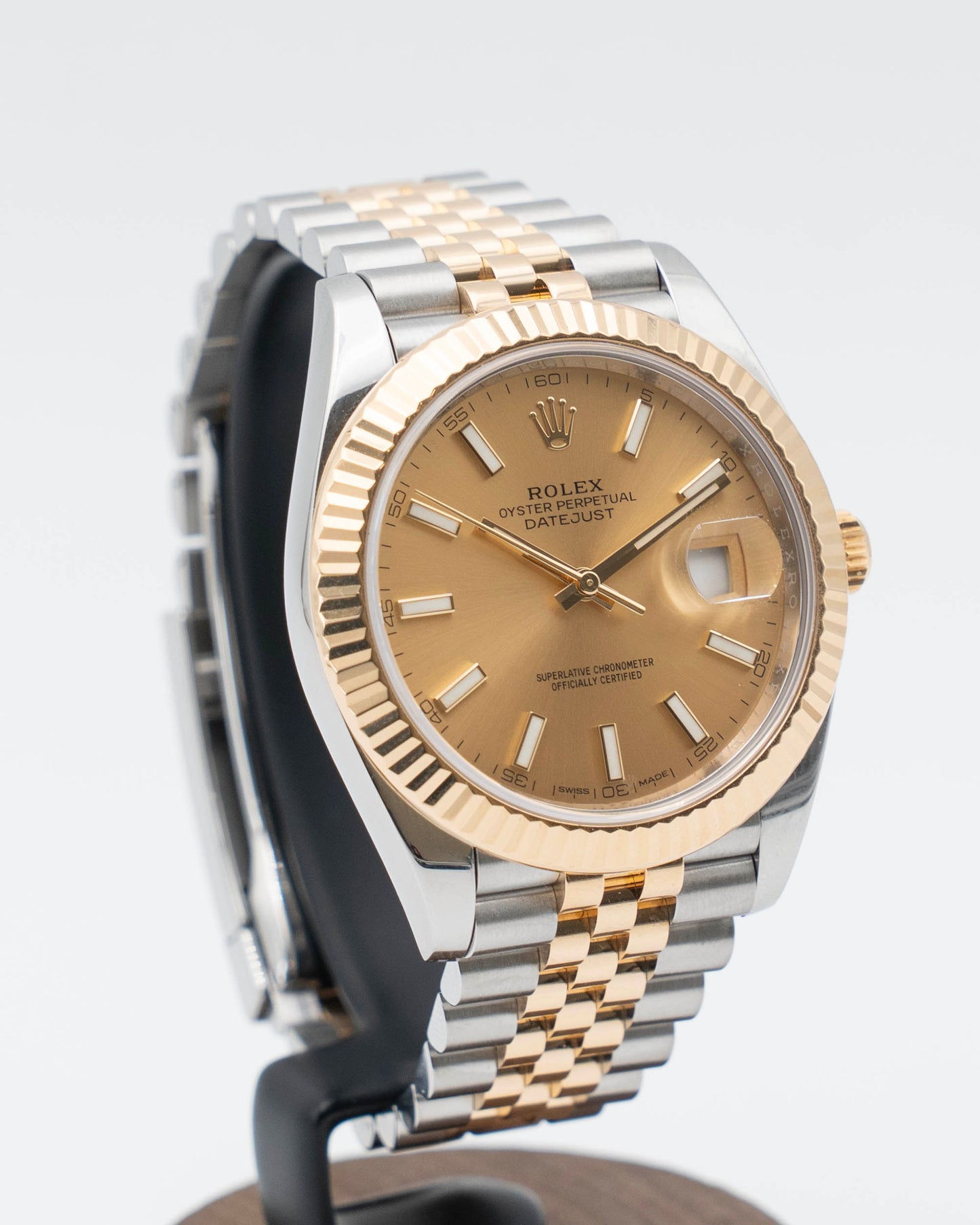 Rolex Datejust 41mm 126333 Two Tone Yellow Gold Champagne Stick Dial Fluted Jubilee 2017
