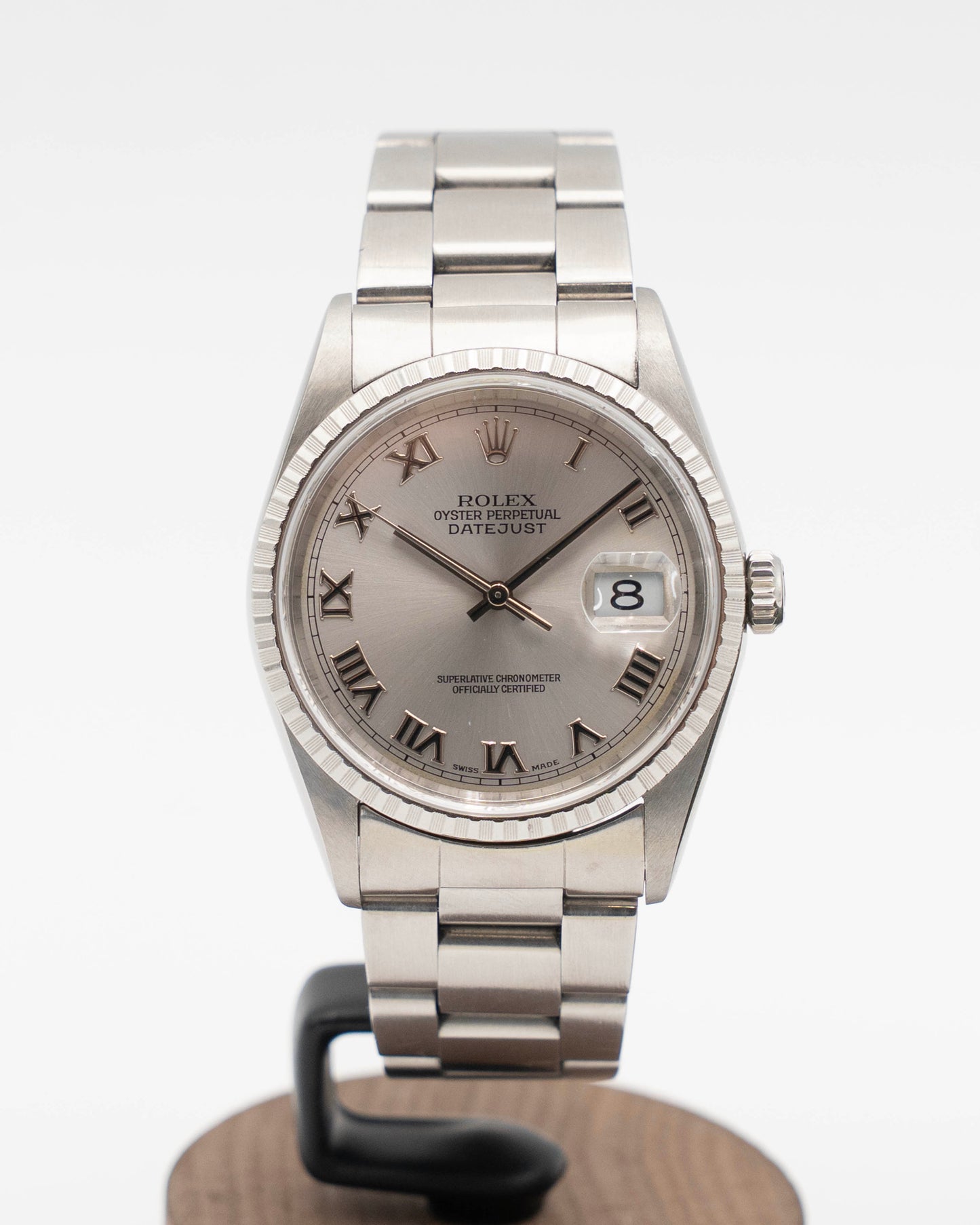 Rolex Datejust 36mm 16234 Silver Roman Dial Fluted Oyster