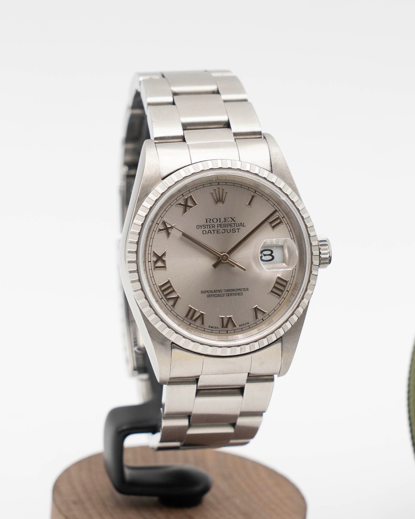 Rolex Datejust 36mm 16234 Silver Roman Dial Fluted Oyster