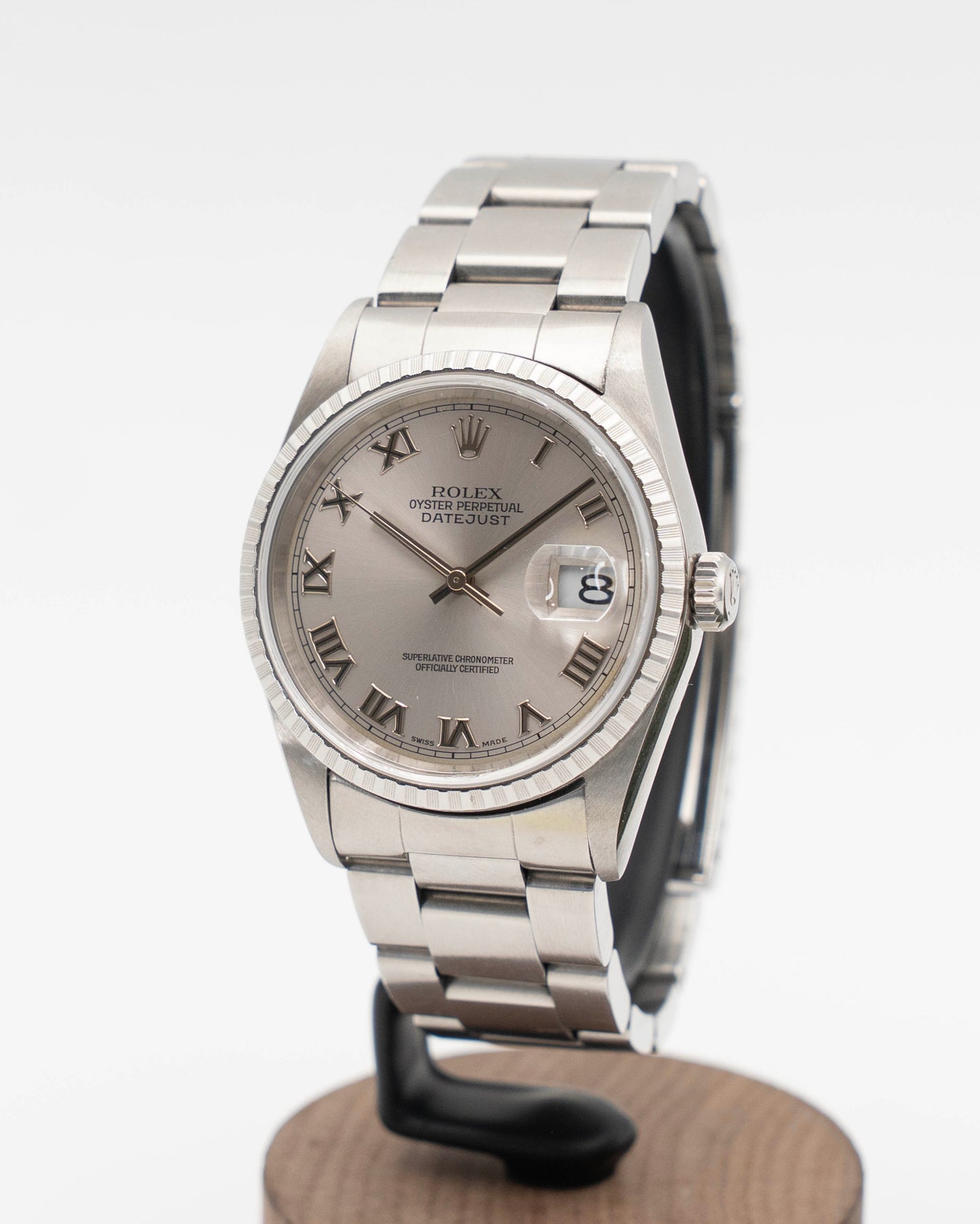 Rolex Datejust 36mm 16234 Silver Roman Dial Fluted Oyster