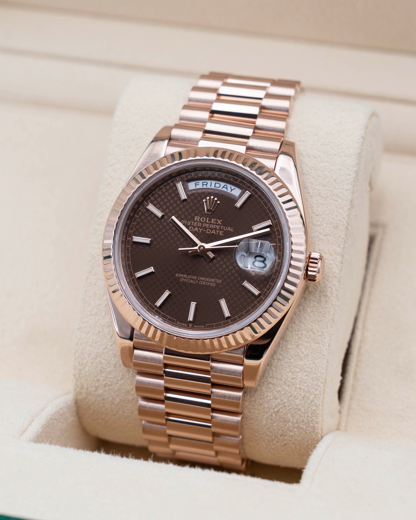 Rolex Day Date 40mm 228235 Rose Gold Chocolate Dial 2018