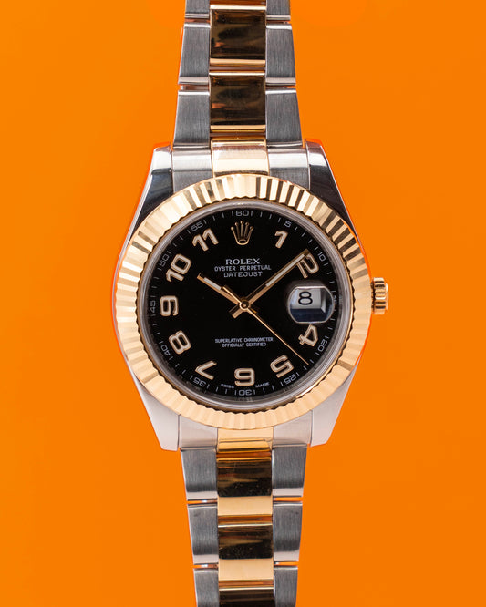 Rolex Datejust II 41mm 116333 Two Tone Yellow Gold Black Arabic Dial 2011