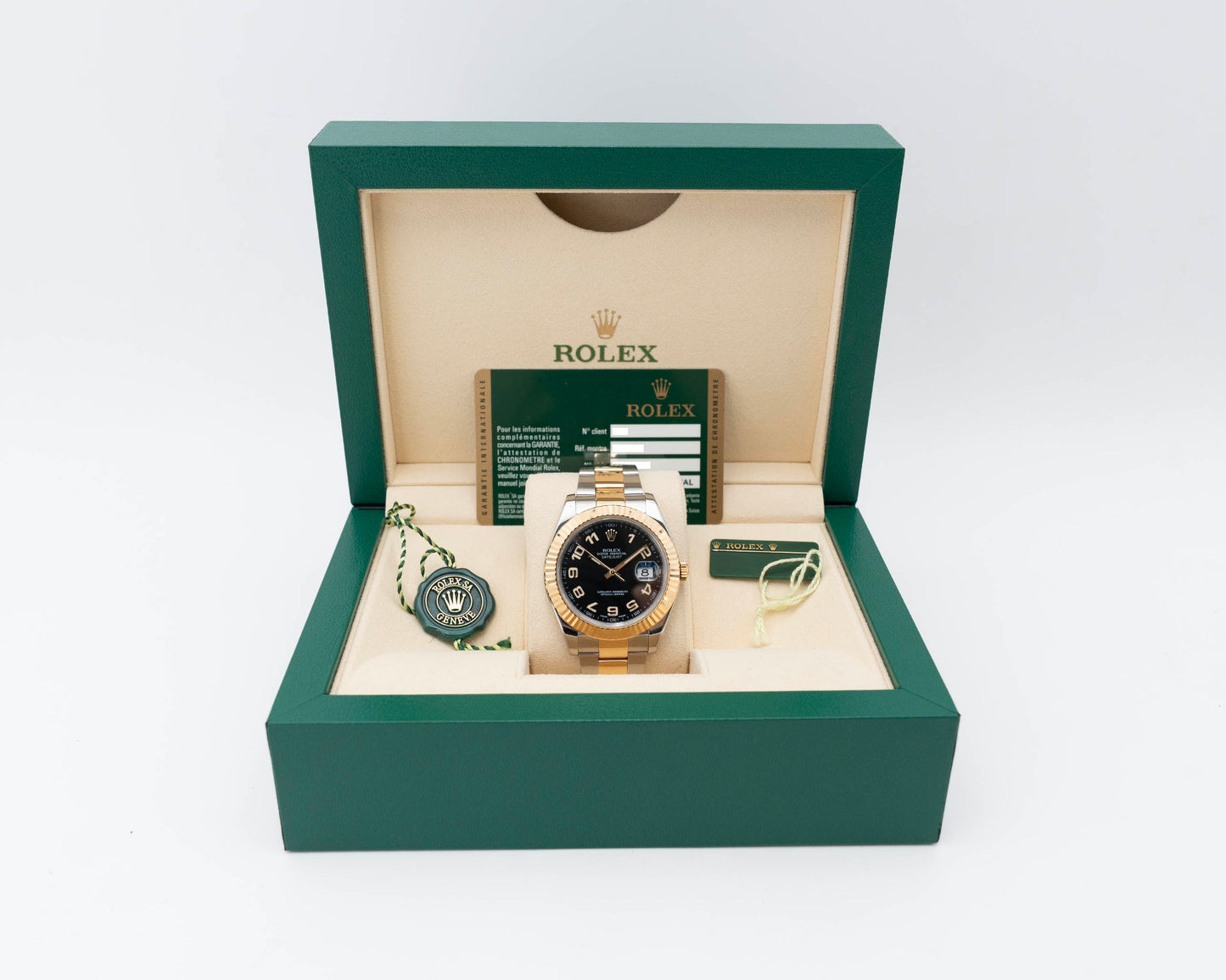 Rolex Datejust II 41mm 116333 Two Tone Yellow Gold Black Arabic Dial 2011