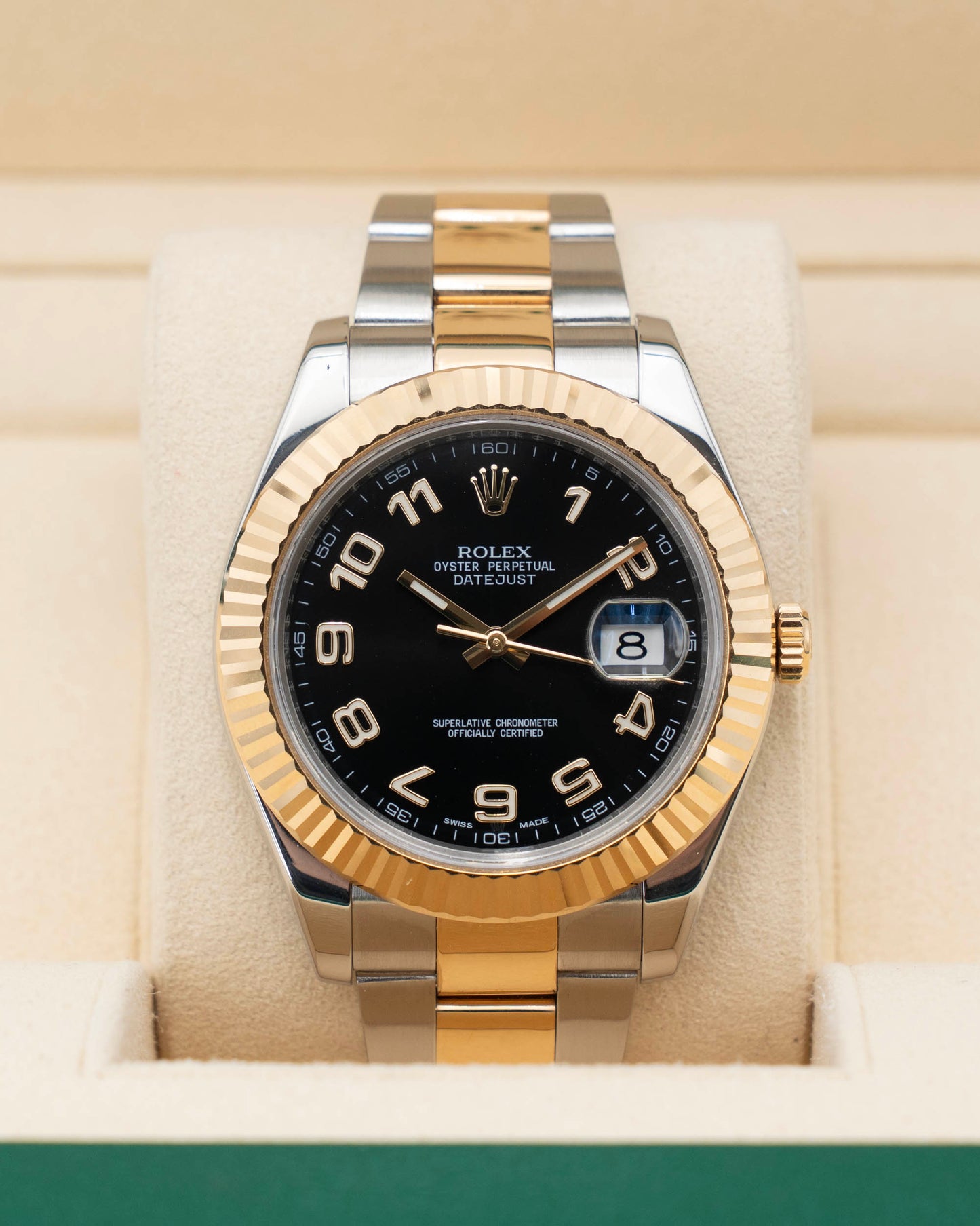Rolex Datejust II 41mm 116333 Two Tone Yellow Gold Black Arabic Dial 2011